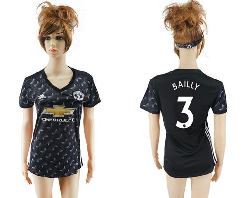 Women's Manchester United #3 Bailly Away Soccer Club Jersey